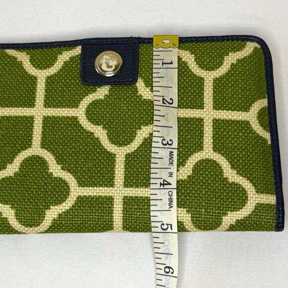 Spartina 449 Martinangel Snap Wallet Linen & Leather Lime Green Navy Blue NWT - Picture 8 of 9
